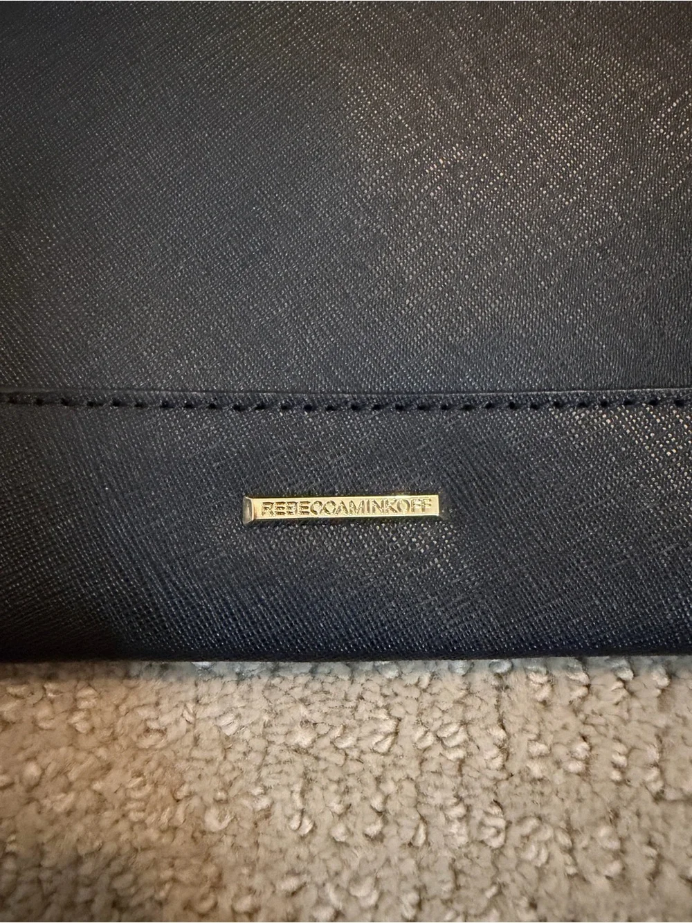Rebecca Minkoff Black Envelope Clutch Bag with Gold Trim
